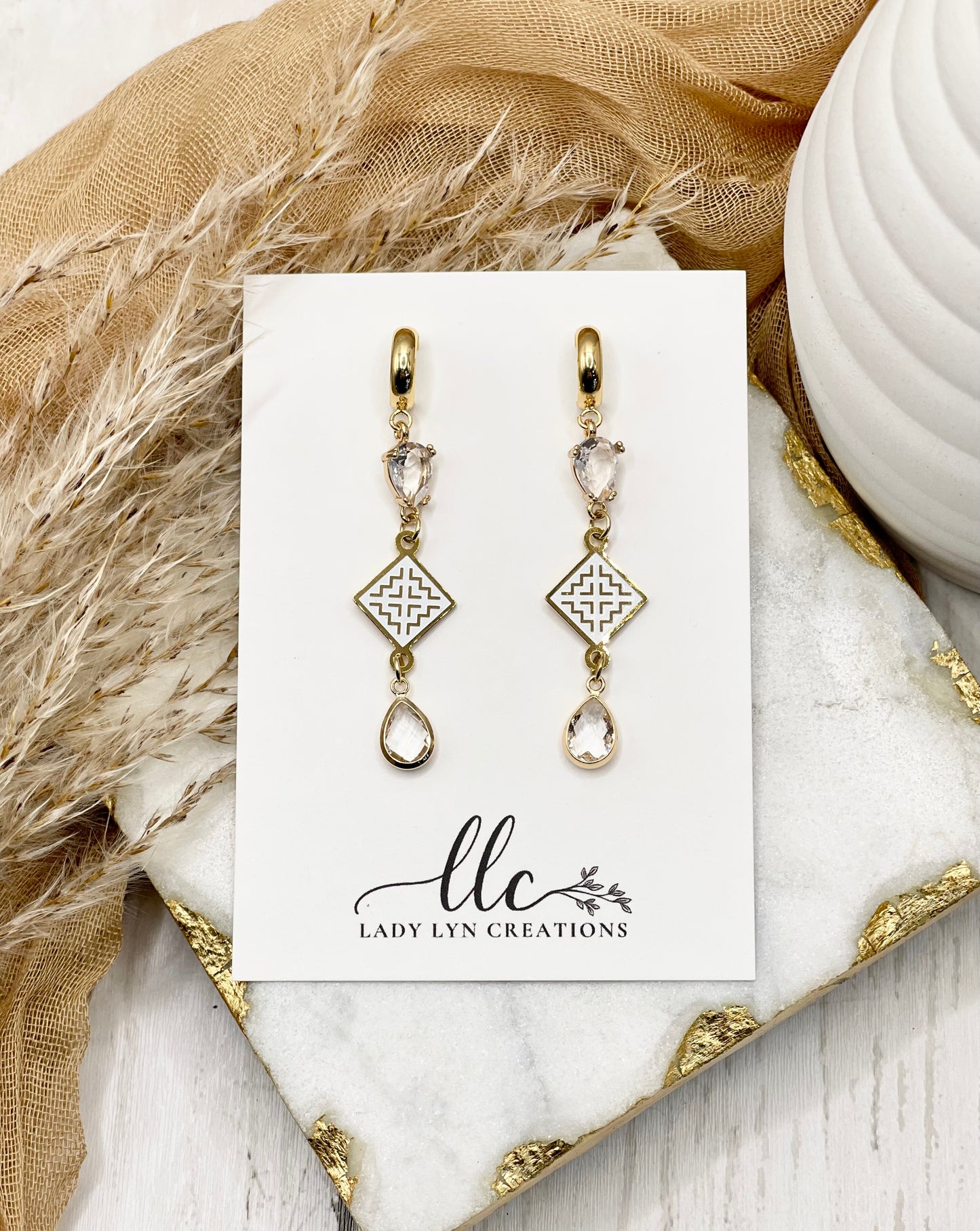 Hmong Gold Tsev Dawb Teardrop Earring