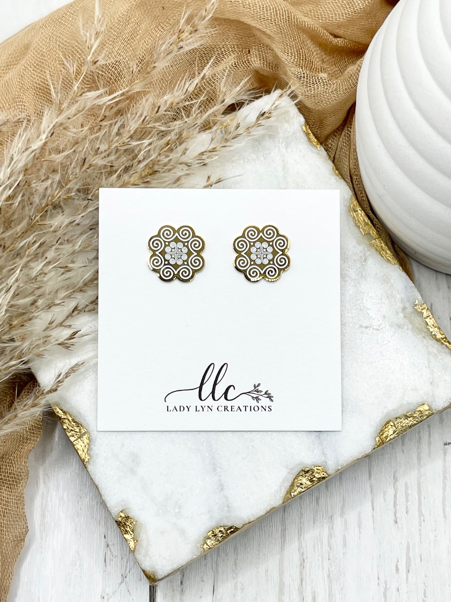 Hmong Gold Snail Heart Stud Earring