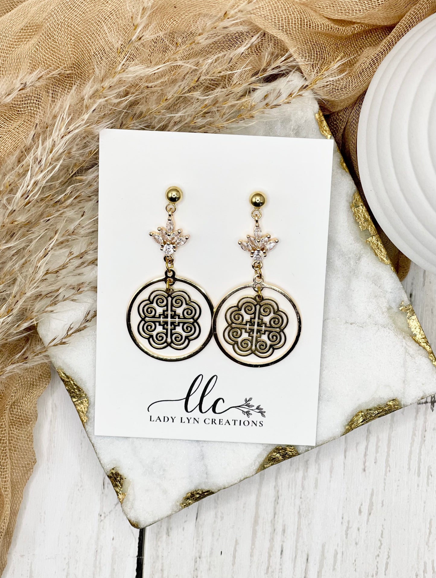 Hmong Gold Paj Hnub Qub Earring