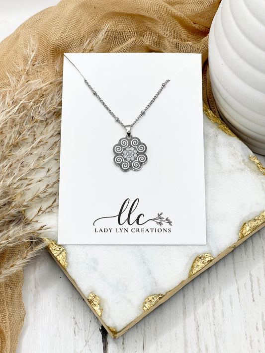 Hmong Silver Snail Heart Pendant Necklace