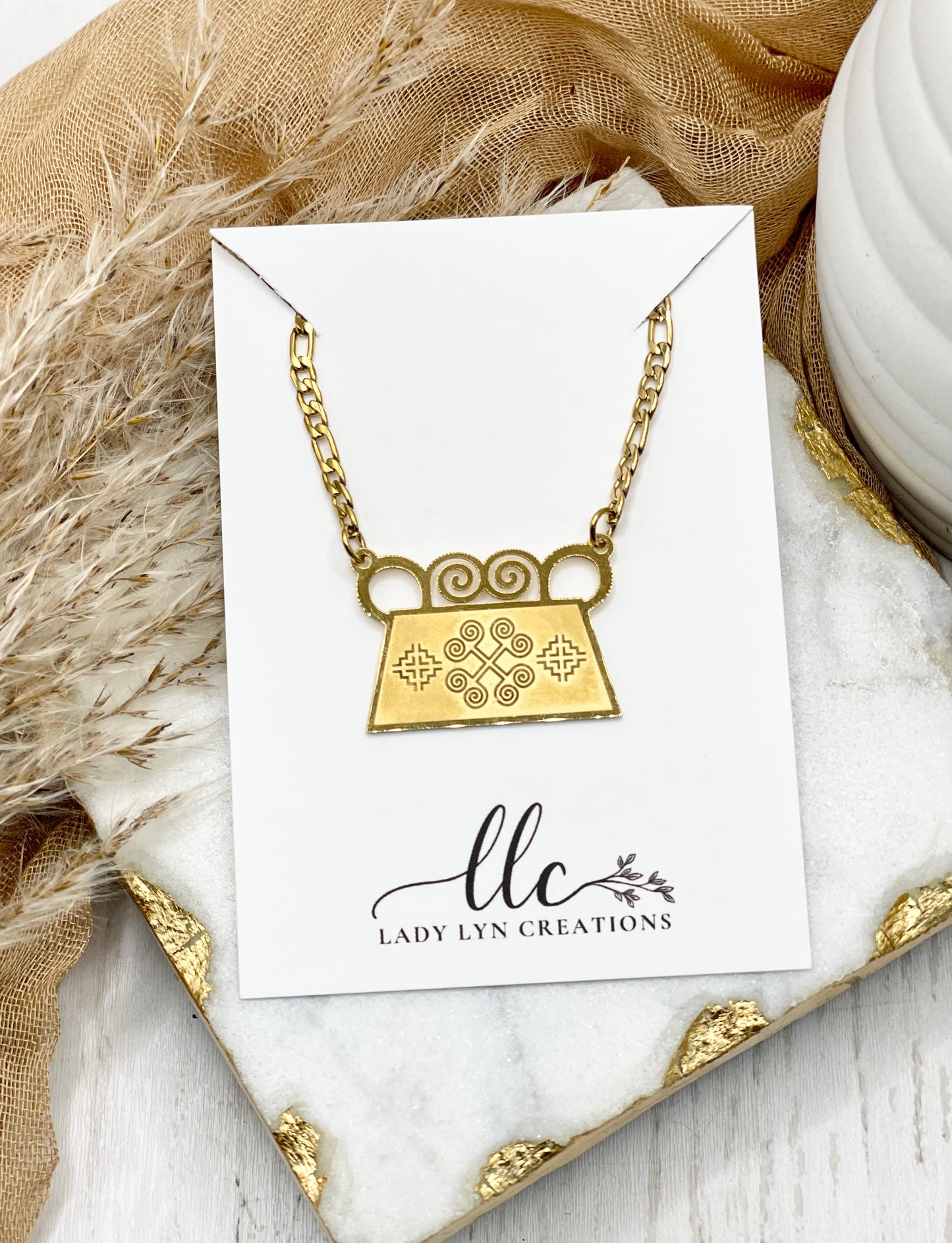 Hmong 18k Gold Plated Soul Lock Pendant Necklace