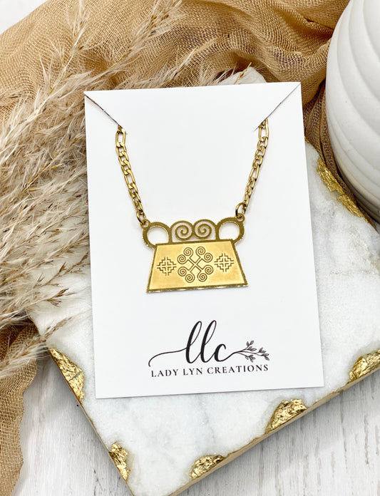 Hmong 18k Gold Plated Soul Lock Pendant Necklace