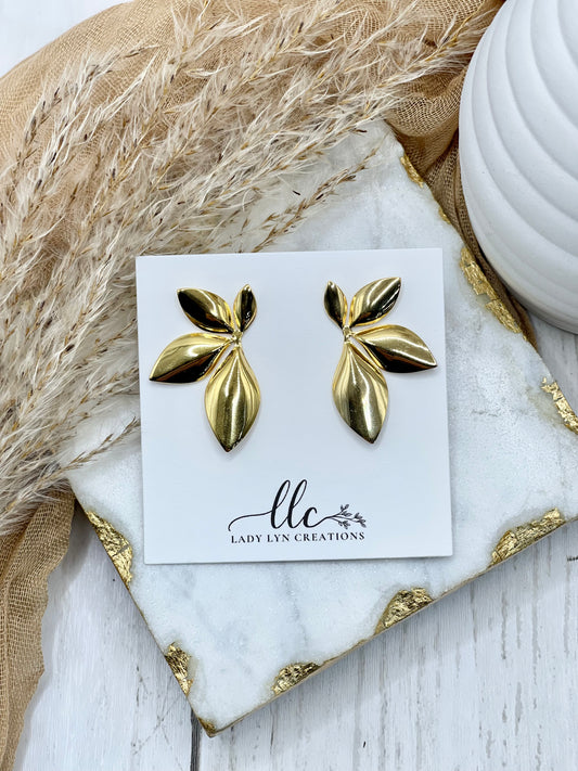 Gold Leaf Stud Earring
