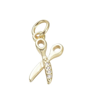 Hair Stylist Scissor CZ Charm
