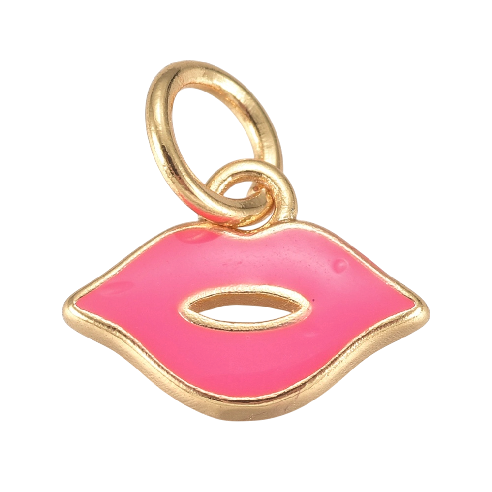 Lip Pink Enamel Charm