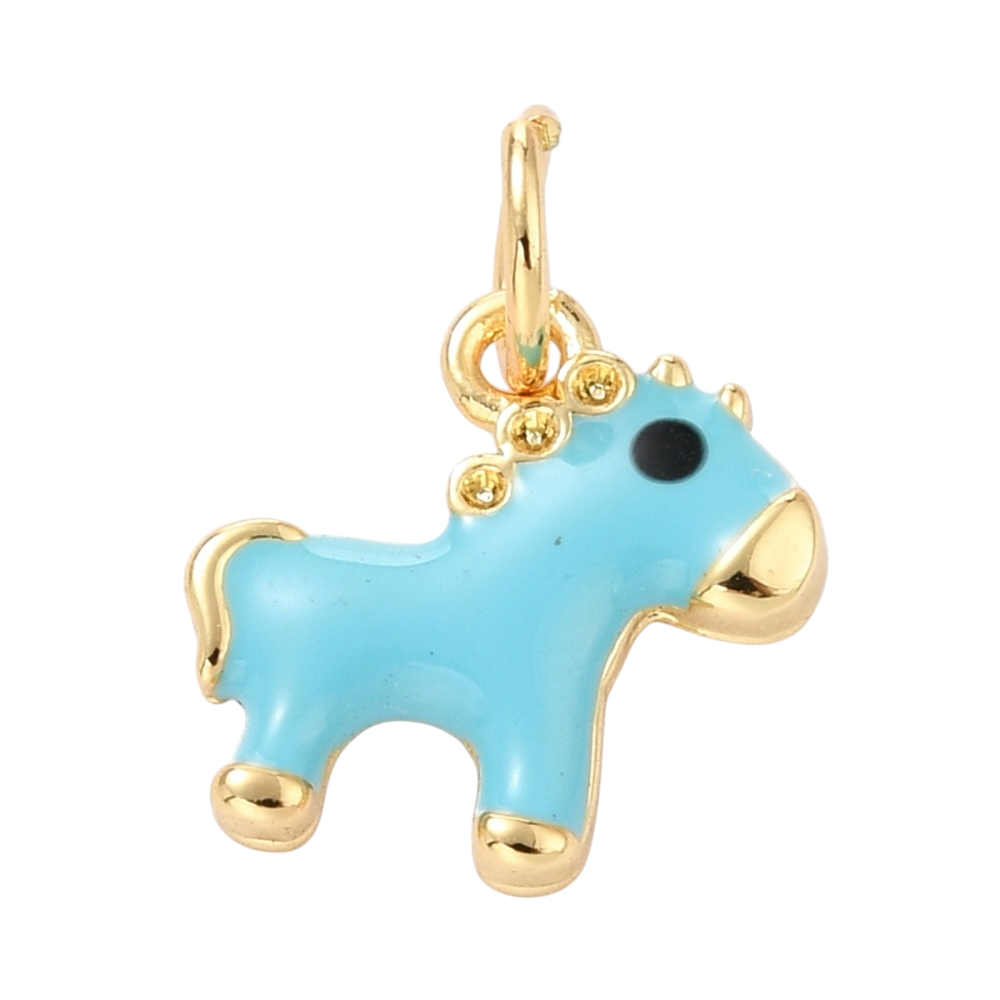Horse Turquoise Enamel Charm