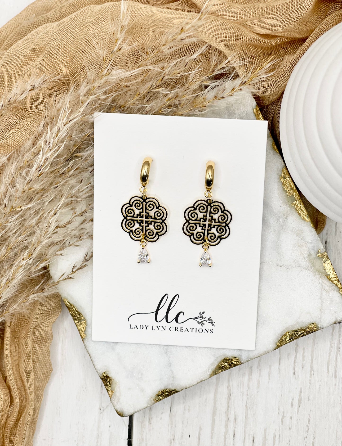 Hmong Gold Paj CZ Earring