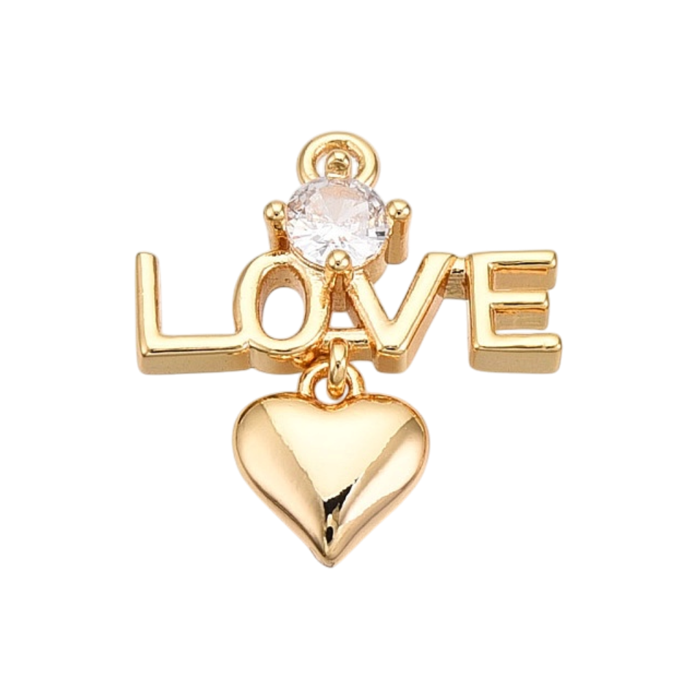 Love Cubic Zirconia Heart Charm