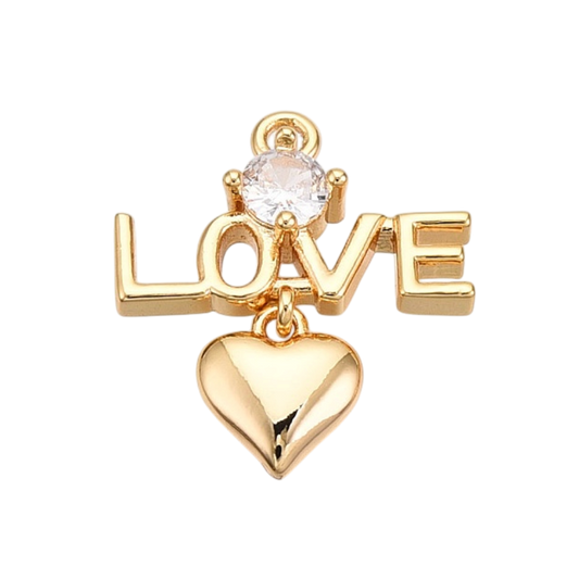 Love Cubic Zirconia Heart Charm