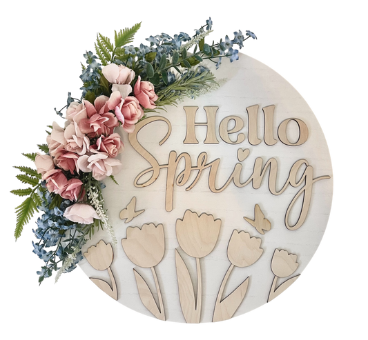 Spring Round Door Sign