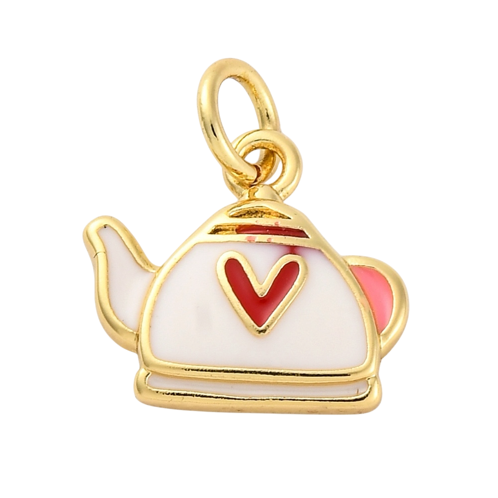 Teapot Enamel Heart Charm