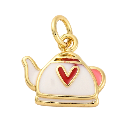 Teapot Enamel Heart Charm