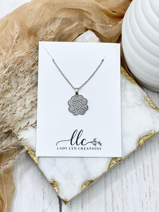 Hmong Silver Elephant's Footprint Pendant Necklace