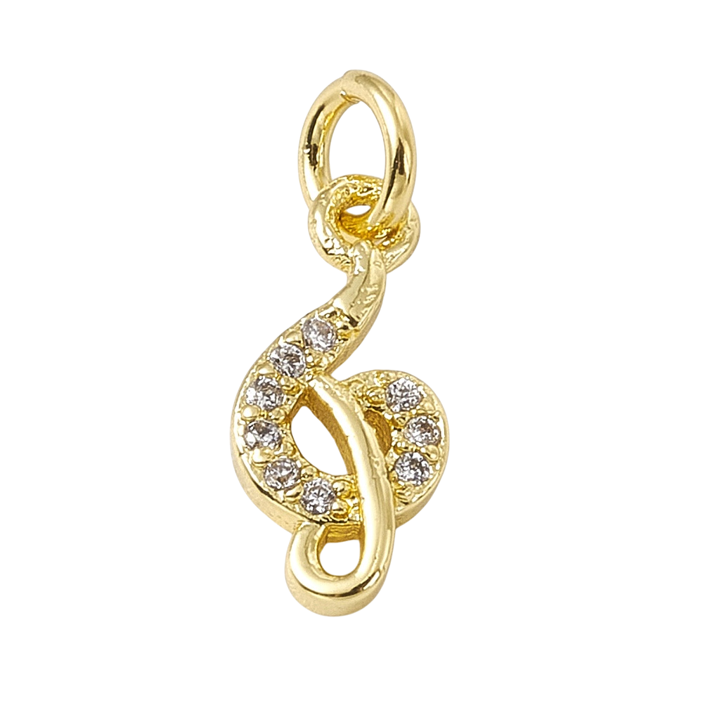 Treble Clef Musical Note Cubic Zirconia Charm