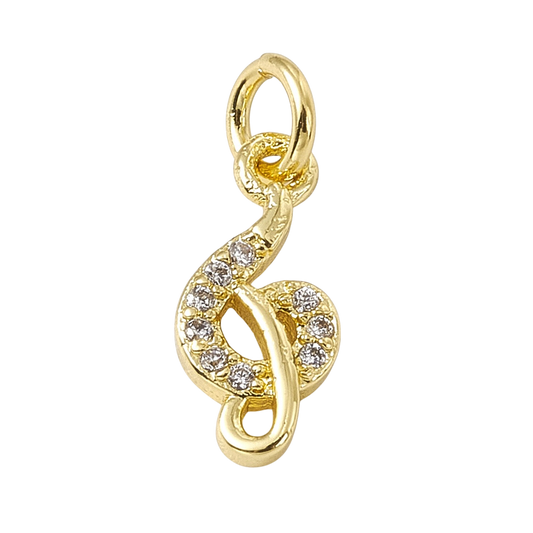 Treble Clef Musical Note Cubic Zirconia Charm