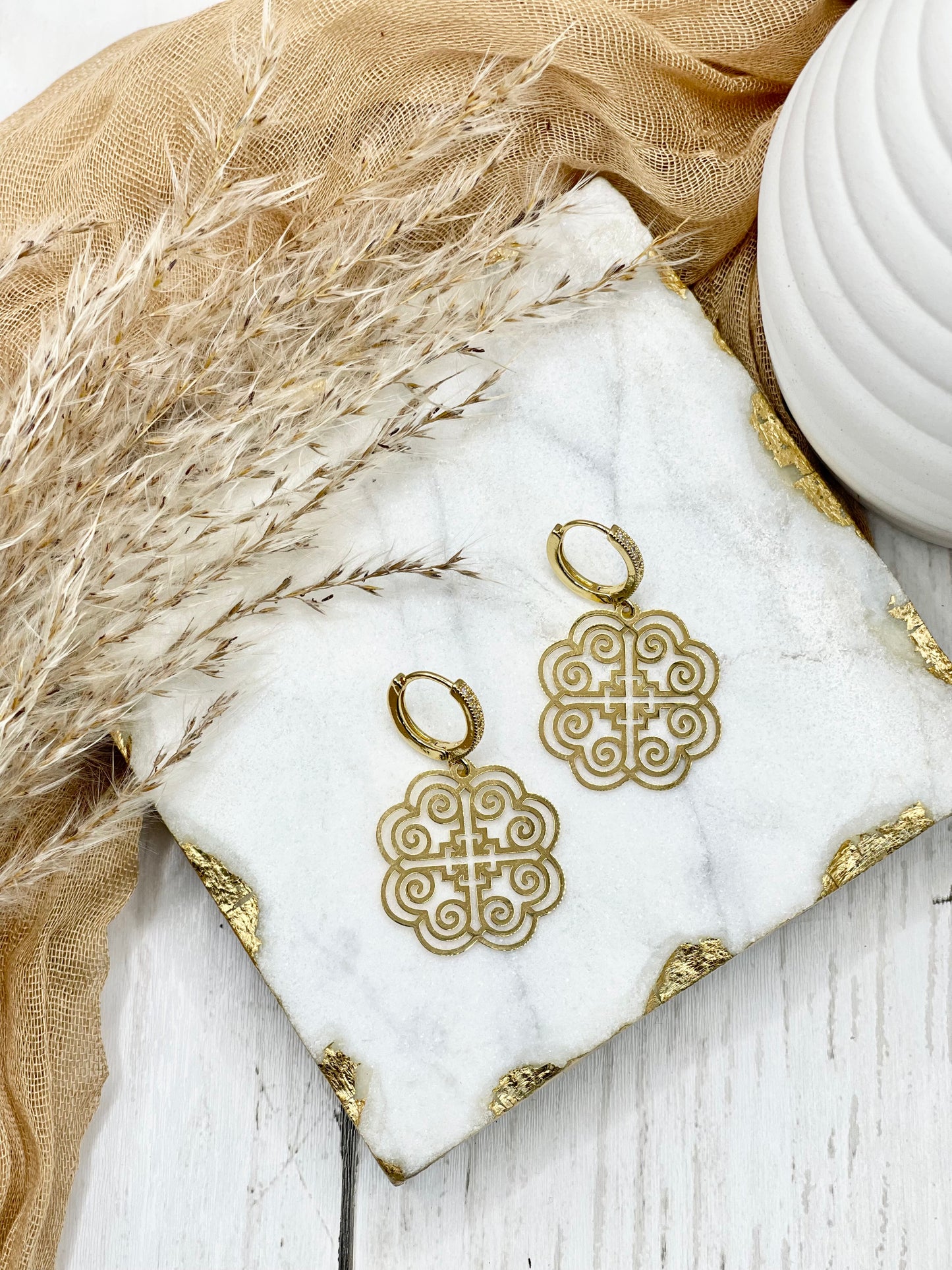 Hmong Gold Paj Huggie Earring