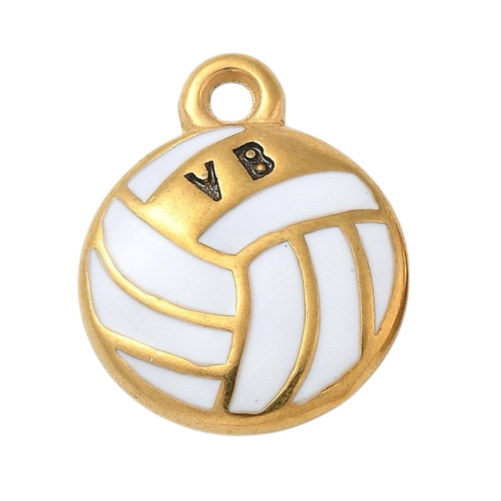Volleyball White Enamel Charm