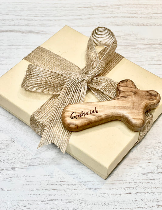 Custom Personalized Holy Land Olive Wood Cross